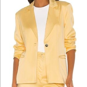 Yellow silky satin blazer song of style